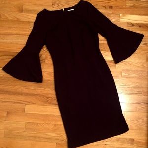 Eggplant bell-sleeve Calvin Klein dress